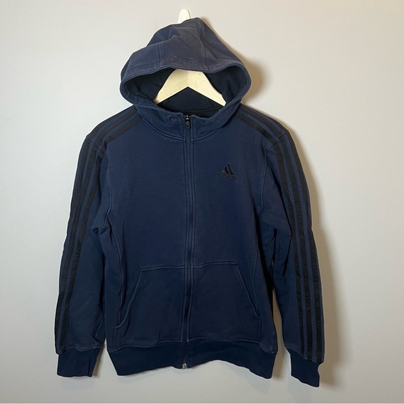 adidas Other - Adidas Essentials‎ Fleece 3 Stripes Full Zip Hoodie Men’s S Navy Blue Sweatshirt